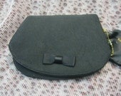 Vintage Morris Moskowitz Black Bowtie Clutch Purse w chain coin purse