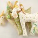 Reindeers - Christmas tree - 3 x reindeer - decoration - white - green - yellow
