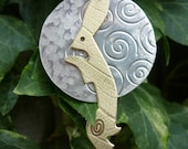 Luner Hare Jewellery Pendant, silver and brass,  SquareHare, Free shipping, UK, vegan