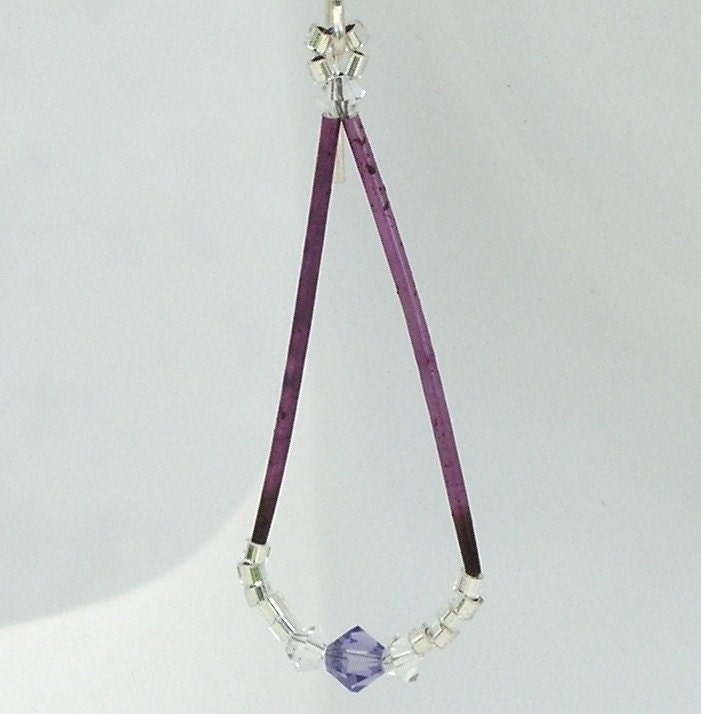 Handmade Earrings - Hand dyed Porcupine Quill, Purple
