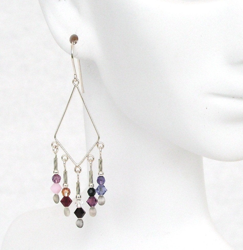 Earrings - Swarovoski Crystal,  Multicolored Aurora