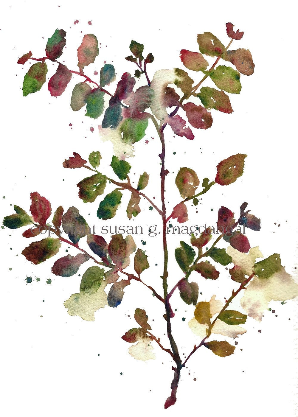 Leaves Watercolor, Fine Art Print 8.5x11, Watercolor Leaves