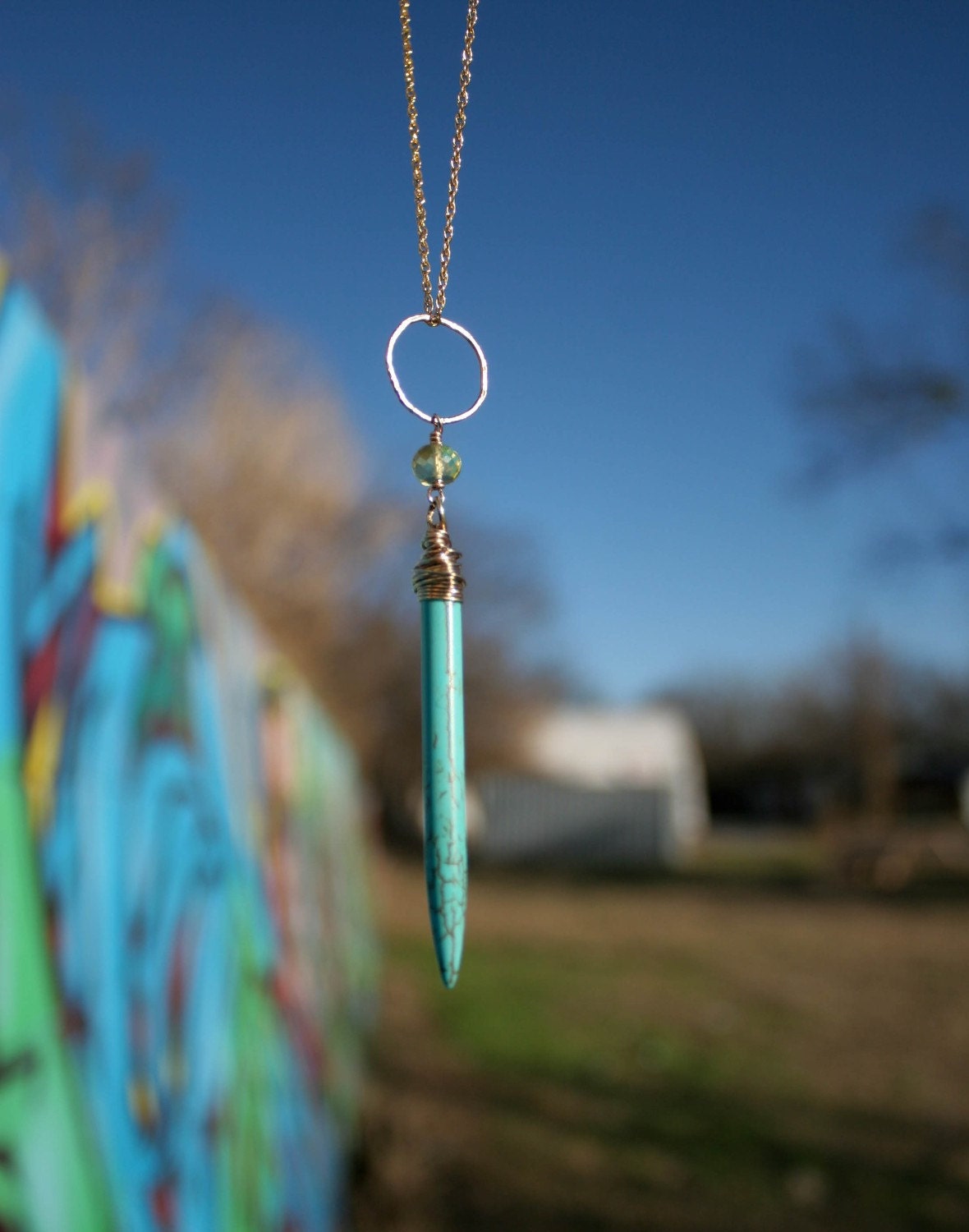 Turquoise Spear Necklace with Lemon Quartz