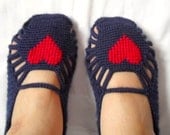 Women socks, Handmade Slippers, Turkish Crocheted Slippers, Authentic footwear, Stylish foot wear, Heart slippers