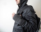 Men Gloves Gift For Dad Hand Knit Fingerless Men Gloves Dark Grey Dark Clouds Adventurer Steampunk Boho Man Valentines Day Gift - SmilingKnitting