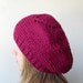 Hand Knitted Hat Raspberry Cherry Slouchy Ribbed Chunky Cute Hat,Beanie,Mesh Beret, Spring Fashion Fuchsia Red Winter Accessory TeamT
