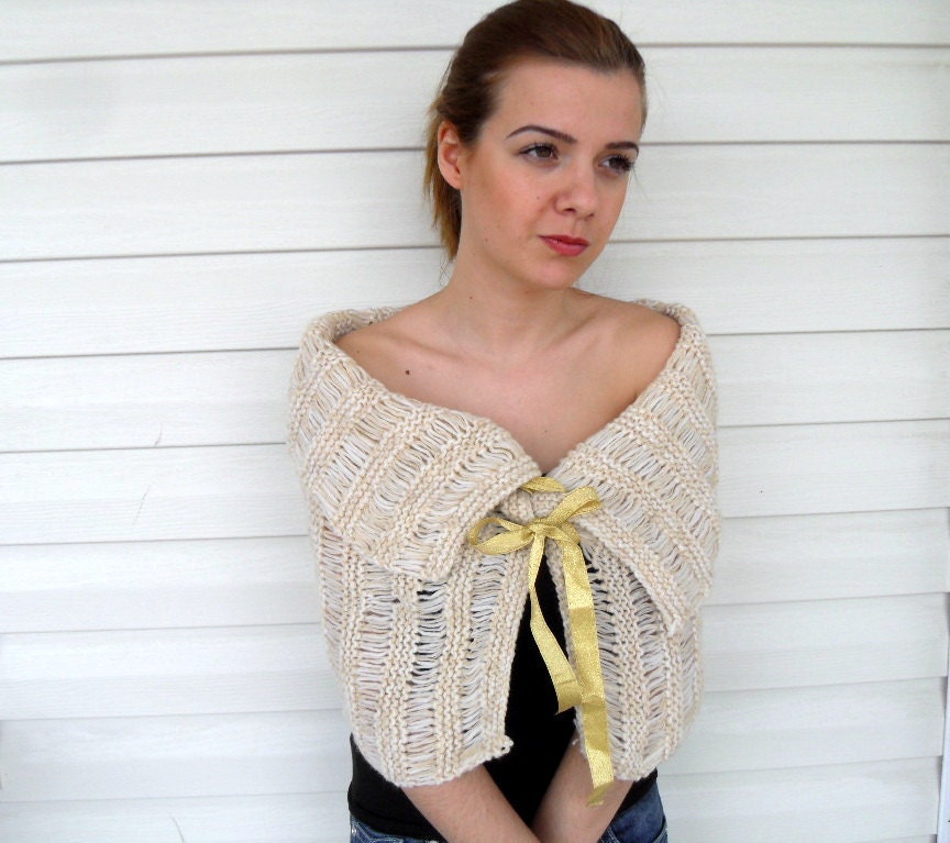 Capelet Wedding Shawl Ivory Capalet Summer Fashion With Yellow Bow Sand