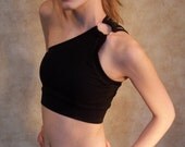 No Bra Required Black  One Strap Dance and Workout Shirt