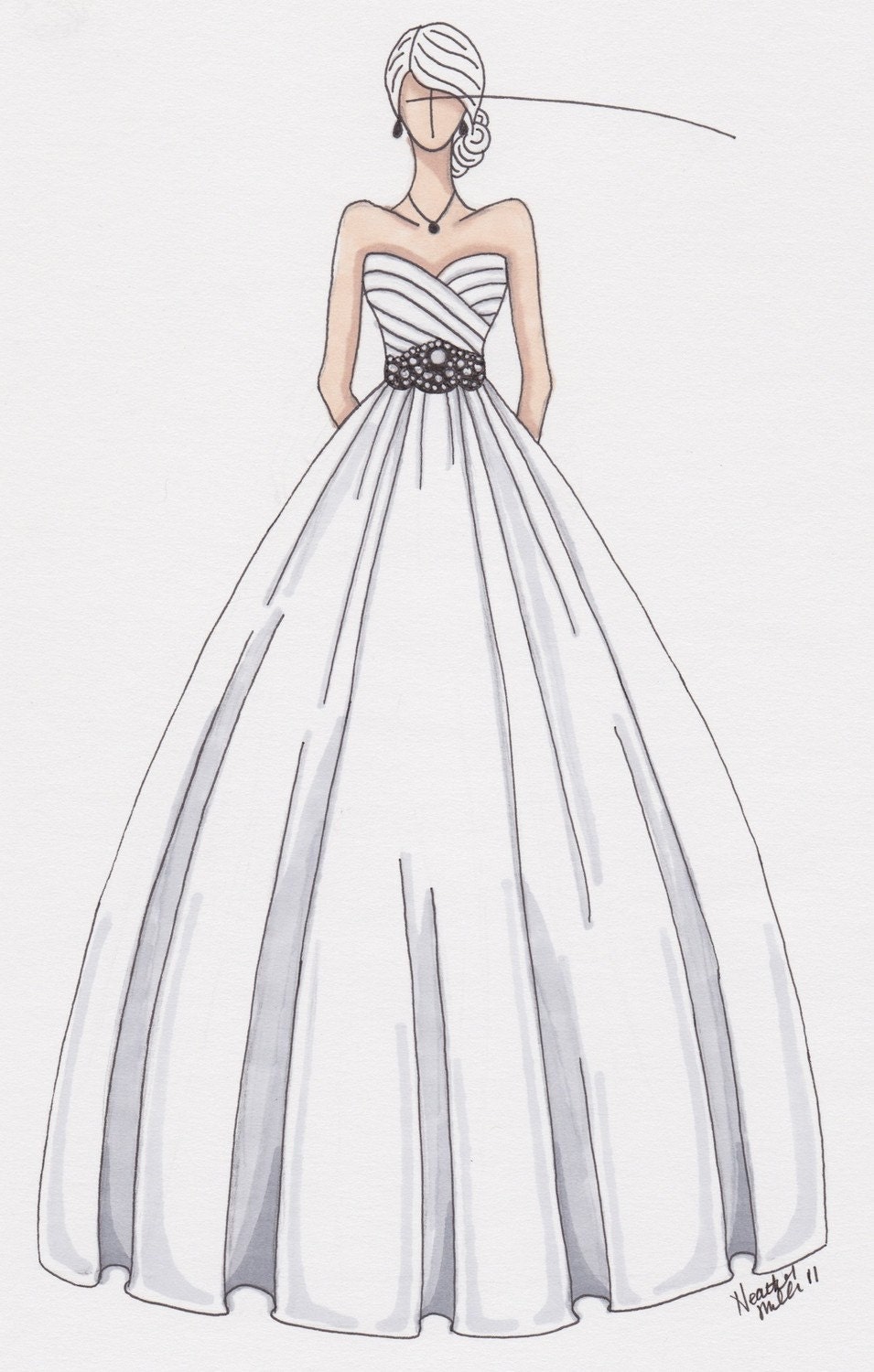 custom wedding gown sketch by gownsketch on Etsy