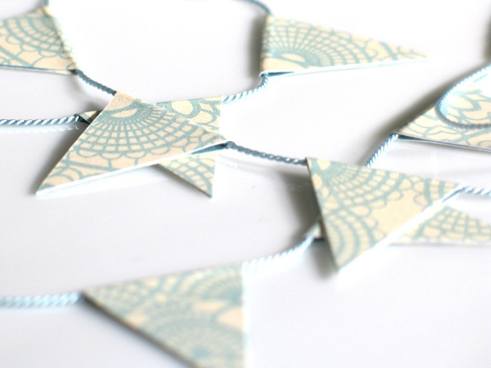 tiny flag banner - blue doily