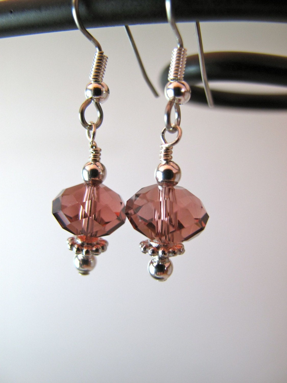 ON SALE - Earrings - Faceted Glass and Silver - Crystal Grapes