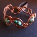 Flowing Stream Turquoise Wave Bracelet - with Malachite in hammered copper - wire wrap - SALE