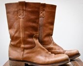 Rugged Walnut Brown Western Roper Boots Mens 10