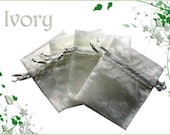 10 5x8 Sheer Ivory/ Cream Organza Drawstring Bags - Great for Party/ Shower favors- Sachets