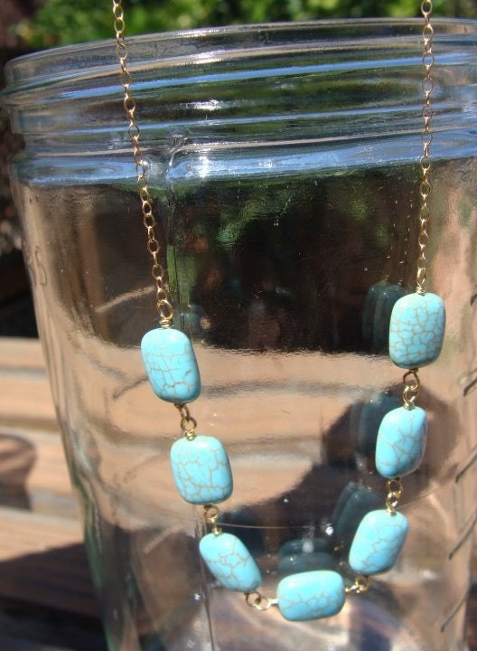Howlite rectangle necklace