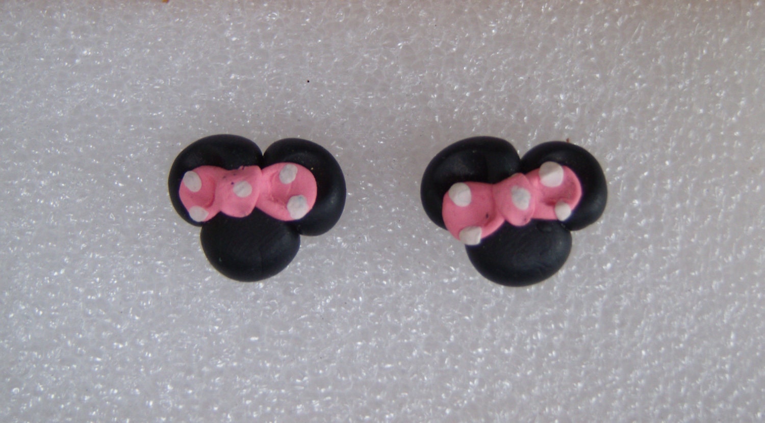 Custom Made Disney Inspired Polymer Clay Pink Princess Minnie Earrings