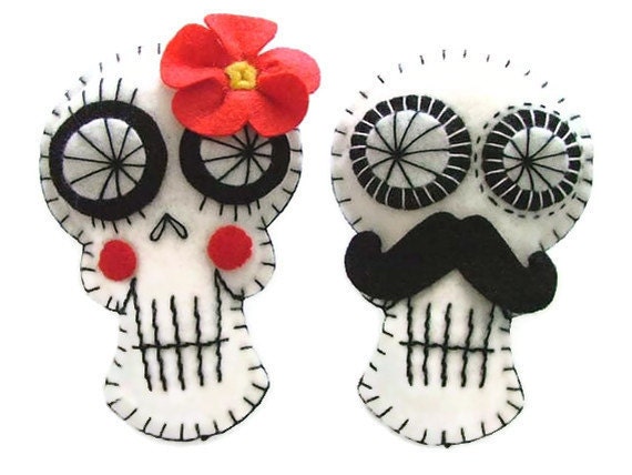 Sugar Skull Felt Brooch Pins