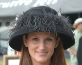 Handmade Black Ostrich Feather Ladies Felt Hat