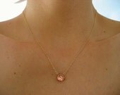 Peach Necklace, Pink Champagne Gold Necklace, Rosaline Swarovski Crystal Necklace