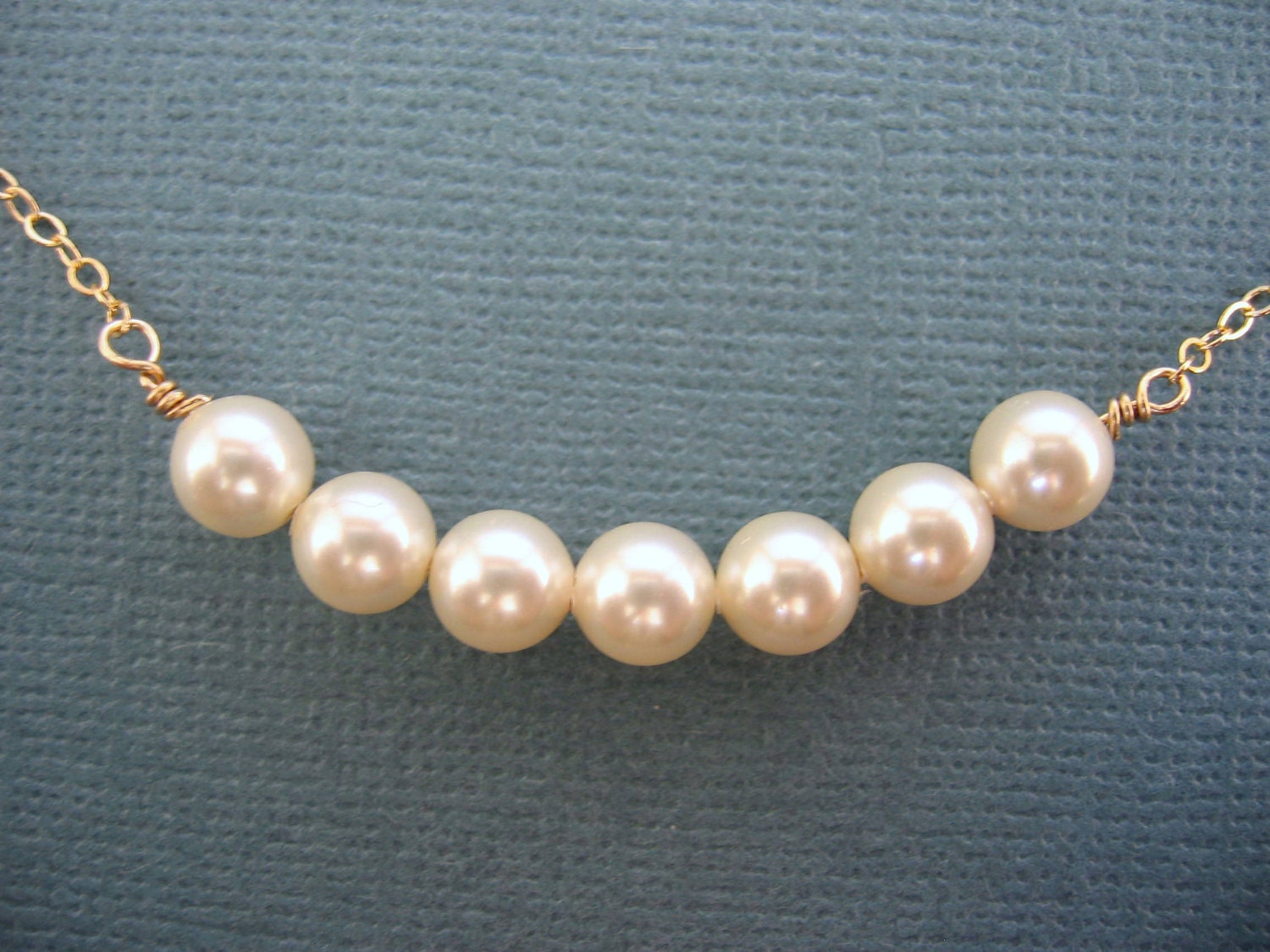 Pearl Necklace, Row of White Pearls, Bridesmaids Jewelry, Bridal Jewelry