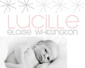 Birth Announcement - Falling Stars or Flakes - Baby Announcement