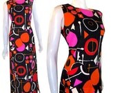 Vintage 1970s Nelly de Grab Abstract Cotton Print Maxi Dress Graphic