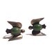 Vintage1940s Mexican Silver Thunderbird Bird Earrings with Green Agate Stone Screwback
