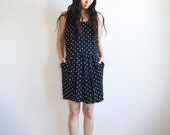 Vintage black and white polka dot sleeveless dress. (SALE)