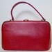 RESERVED Vintage red leather handbag purse - 1940s 1950s