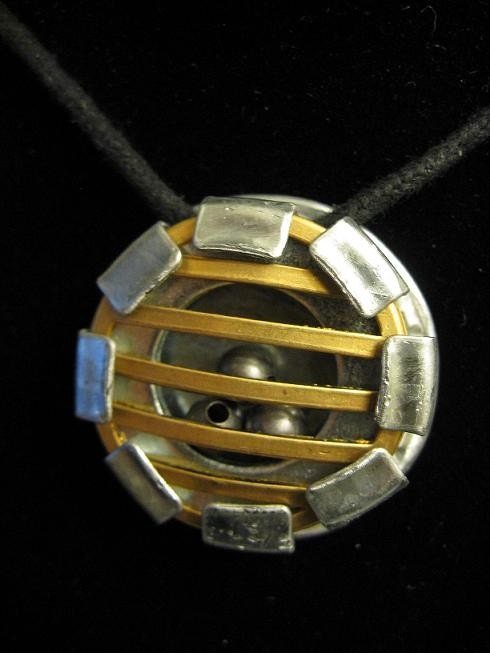 urban artifact necklace - tiny cage with pewter beads