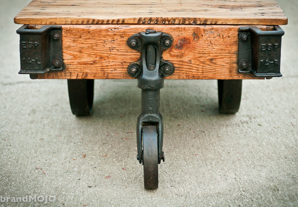 RESERVED for Lisa Genest: Original Industrial Factory Cart Coffee Table - 54L x 27w x 16.5t salvaged furniture steampunk living room
