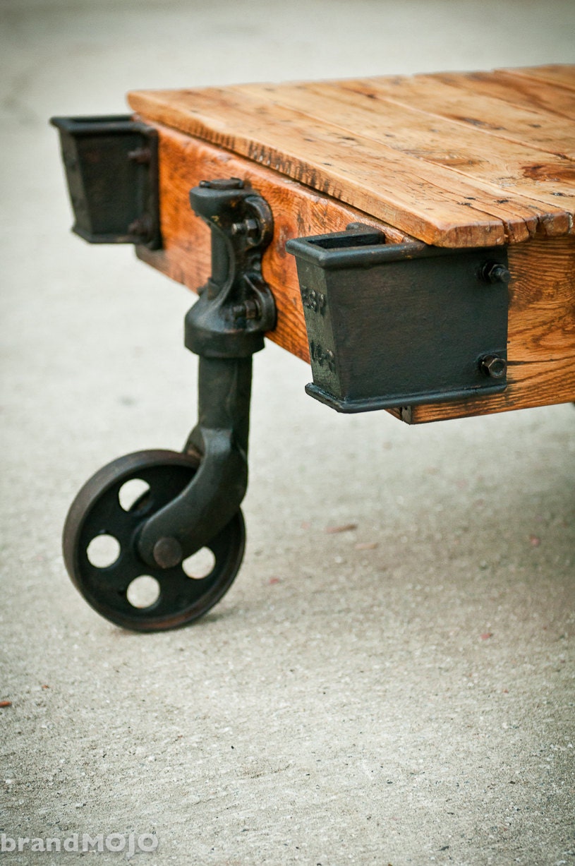 RESERVED for Lisa Genest: Original Industrial Factory Cart Coffee Table - 54L x 27w x 16.5t salvaged furniture steampunk living room