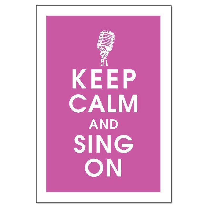 Keep Calm and Sing On-Vintage Microphone 13x19 Poster (Rasberry Rouge) Buy 3 and get 1 FREE