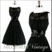 1950s 50s Vintage Dress --- Black Silk Chiffon Crepe Satin Bow Tie Cocktail Party Wedding Sleeveless M L