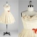 r e s e r v e d ... Vintage 1950s Dress . Ivory Lace Tulle . Bow . Full Skirt . Strapless . XS . 1578