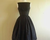 Size UK 6-16 - Black Linen Tiffany Prom Dress - Made by Dig For Victory