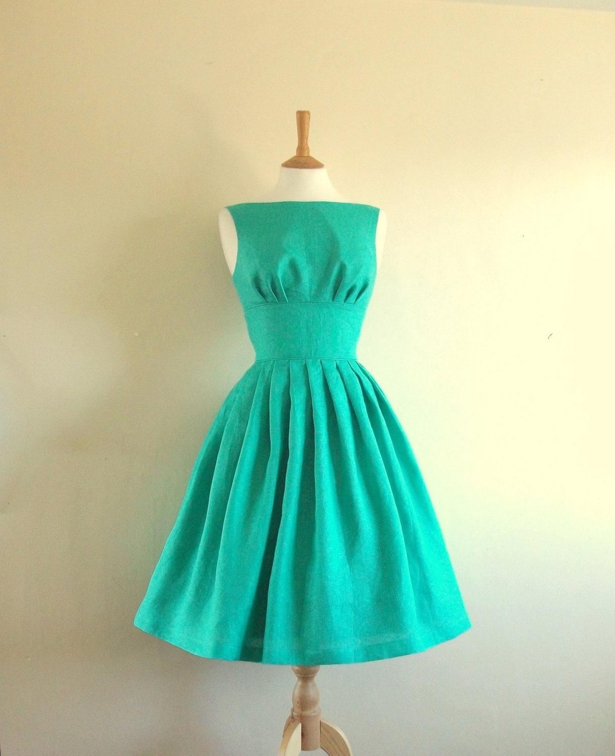 Turquoise Linen Tiffany Prom Dress - made by Dig For Victory