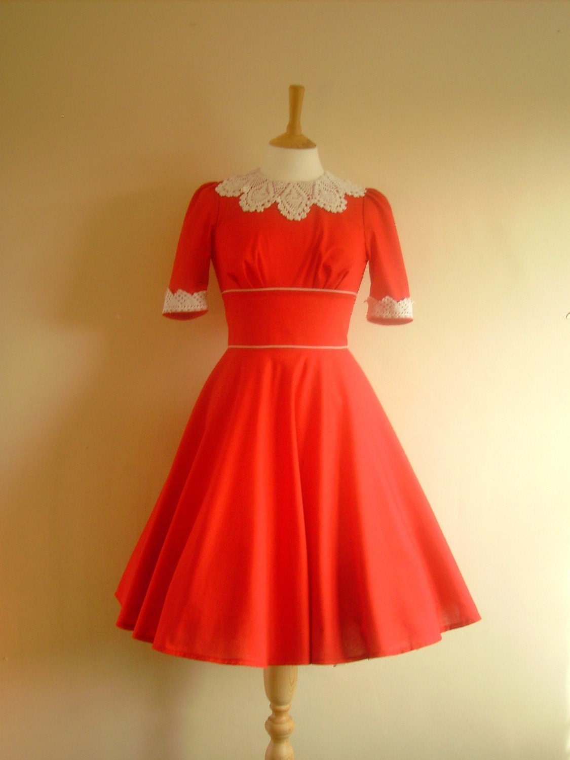 Red Cotton Prairie Dress - by Dig For Victory