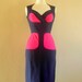 Size UK 10 (US 6-8) - Navy and Pink Panelled Bustier Dress Made by Dig For Victory