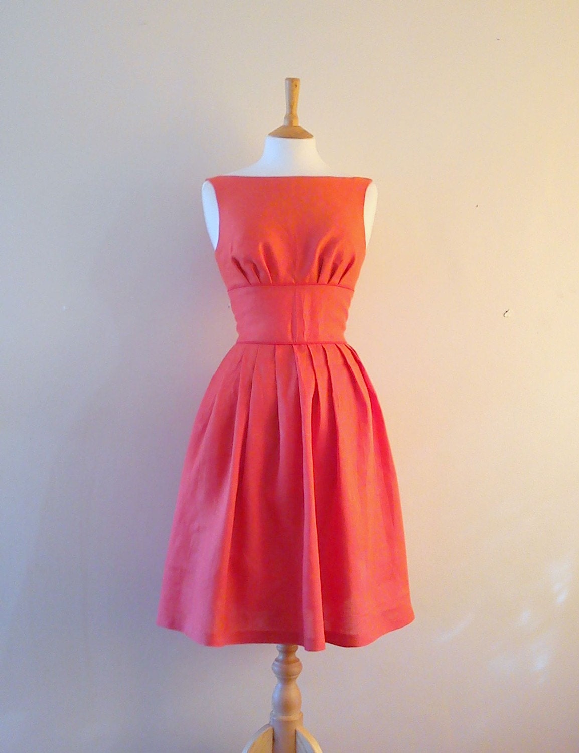 Red Linen Tiffany Prom Dress - made by Dig For Victory