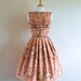 1950s Style Chestnut Brown Rose Print Cotton Prom Dress- Made by Dig For Victory