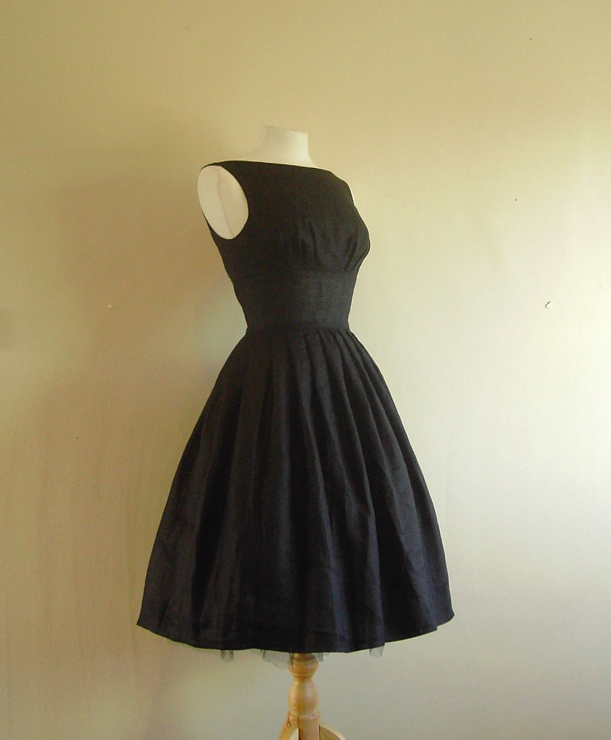 Size UK 6-16 - Black Linen Tiffany Prom Dress - Made by Dig For Victory