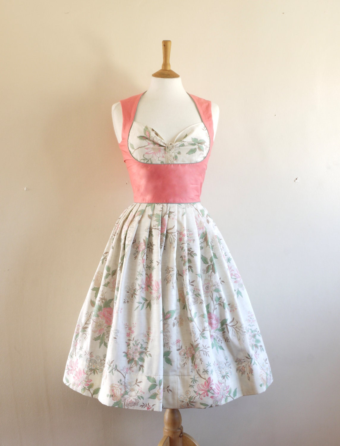 Pink & White Oriental Print Heidi Dress - Made by Dig For Victory