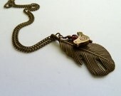 It's Springtime Bronze Leaf and Bird pendant