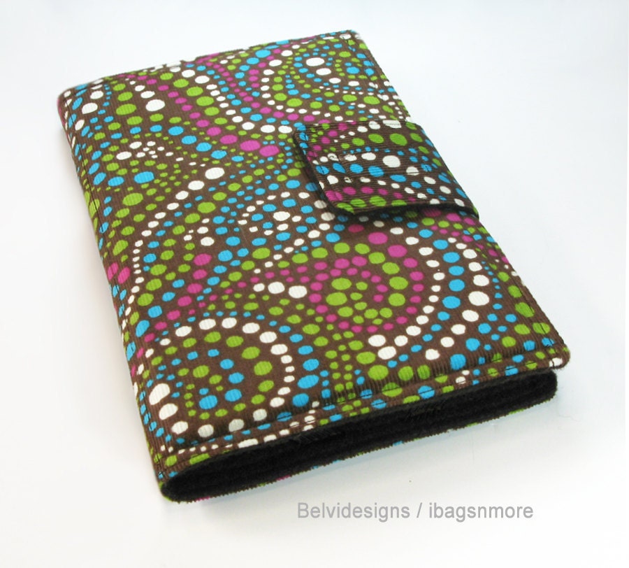 Nexus 7 cover / Kindle Fire (original) case - Book style - Groovy retro swirls & dots in green teal pink white