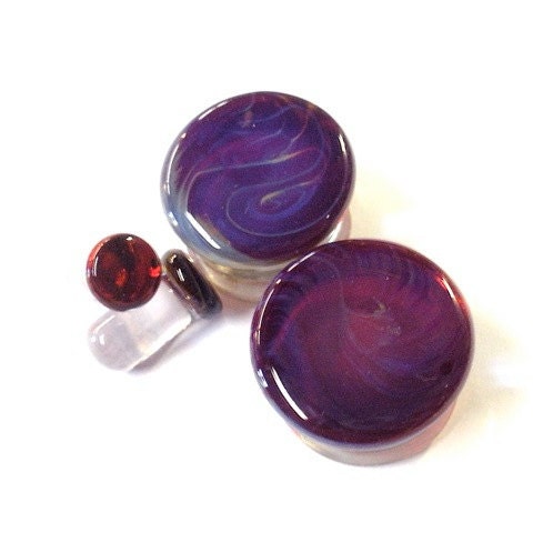 Glass pyrex stretch ear plugs single or double flared 12g,8g,6g,4g,2g,1g,0g,00g,000g,11mm