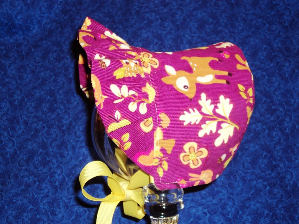 Winter Baby Sun Bonnet Corduroy with Fleece