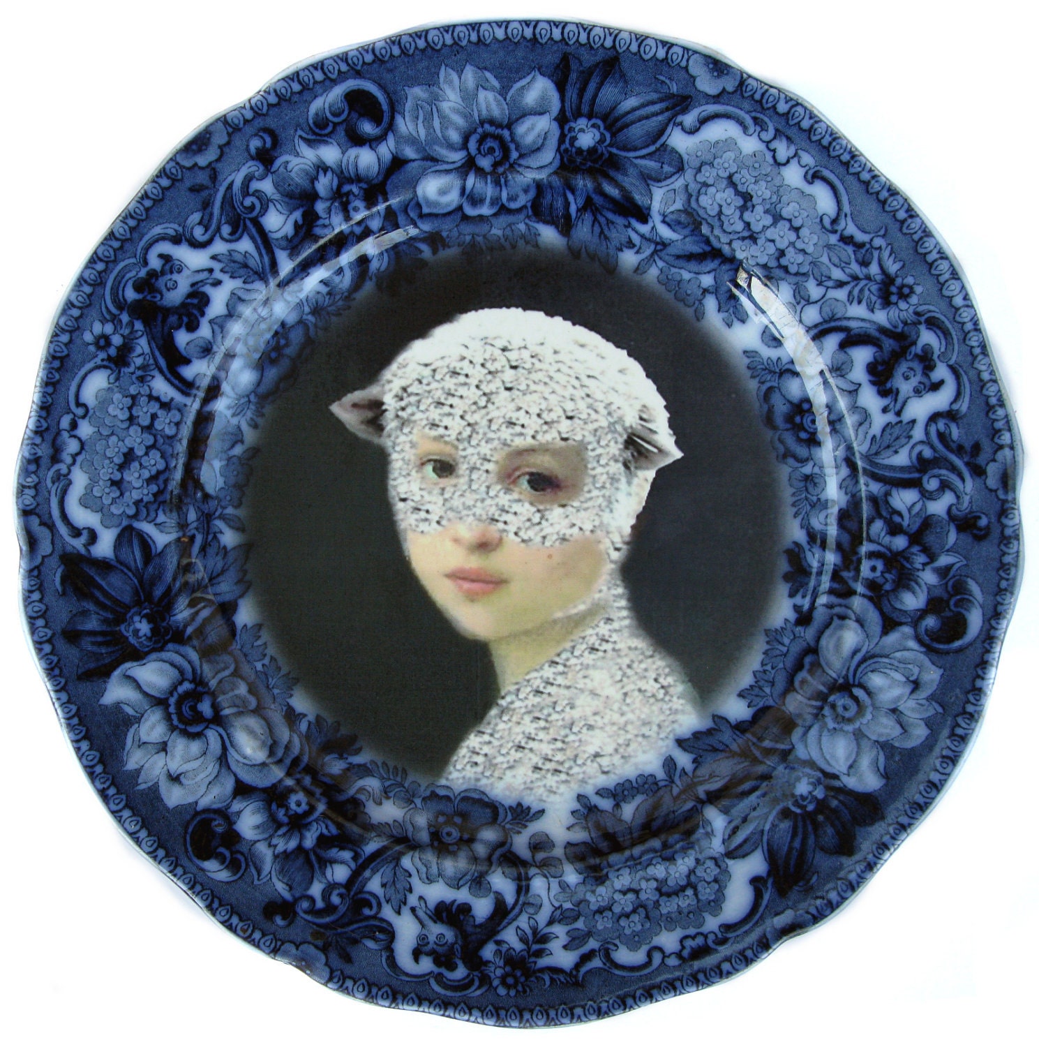Mary Was a Little Lamb - Altered Antique Plate