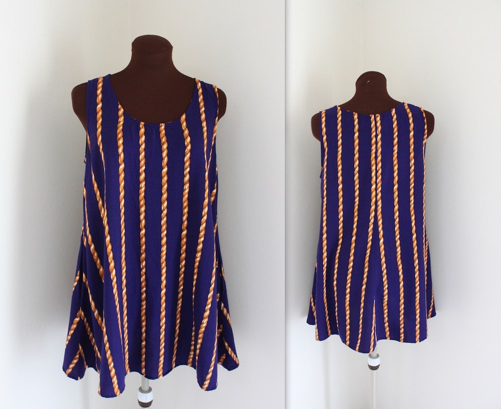 Trapeze Dress / Tunic Top / Rope Print (m)