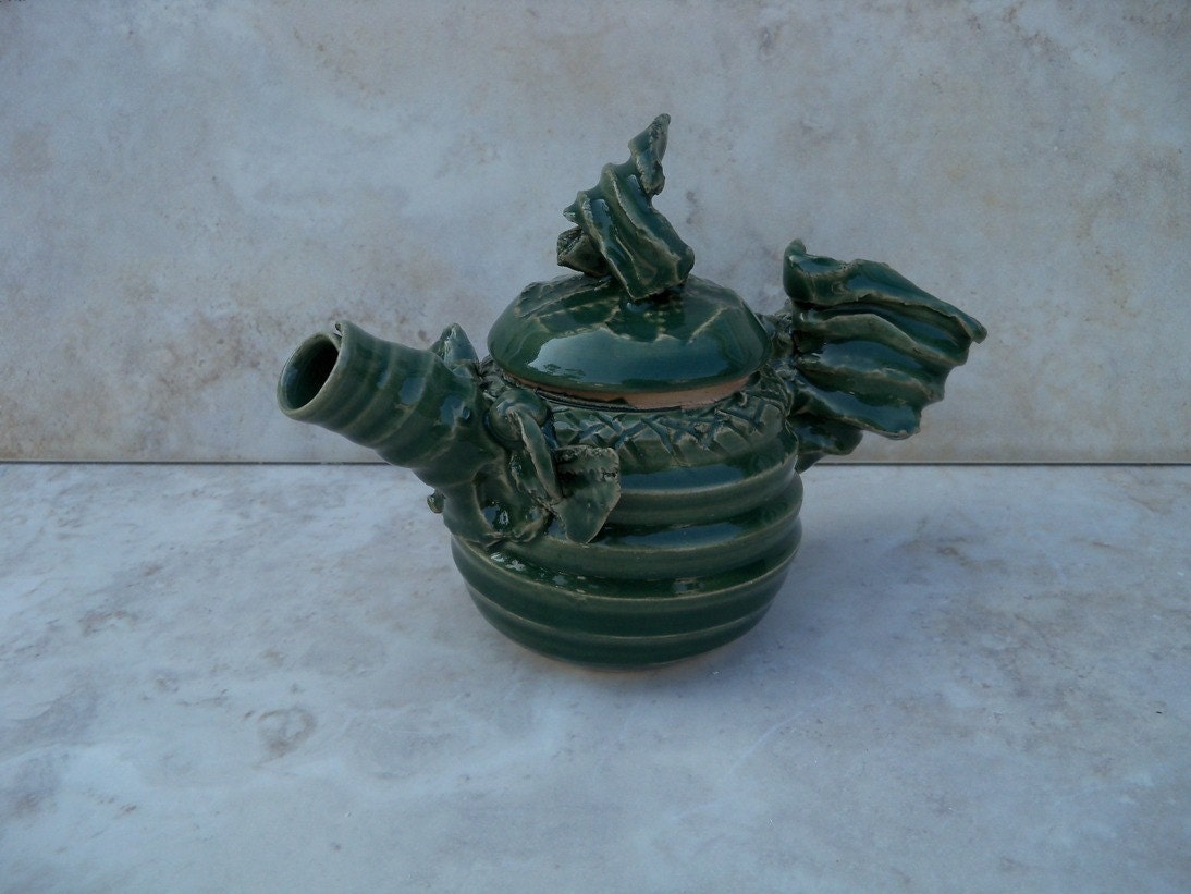 teapot bird fish style hand made ceramic